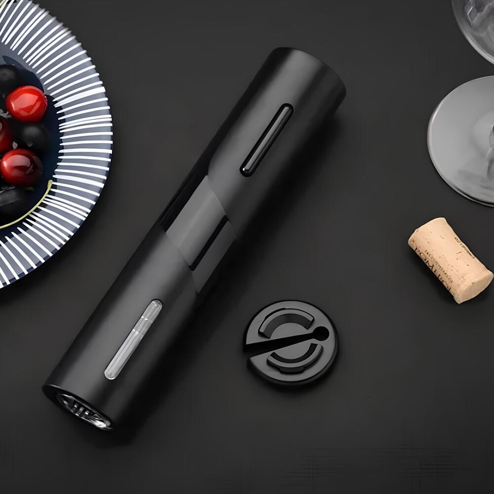 Abridor De Vinho Elétrico a Pilhas Premium Preto