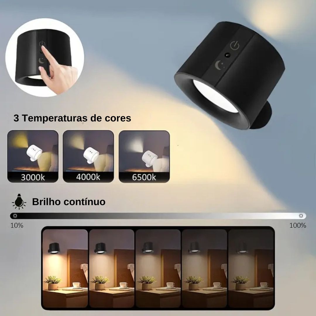 Arandela de Parede Cabeça Dupla com Controle Remoto Clarear Decor