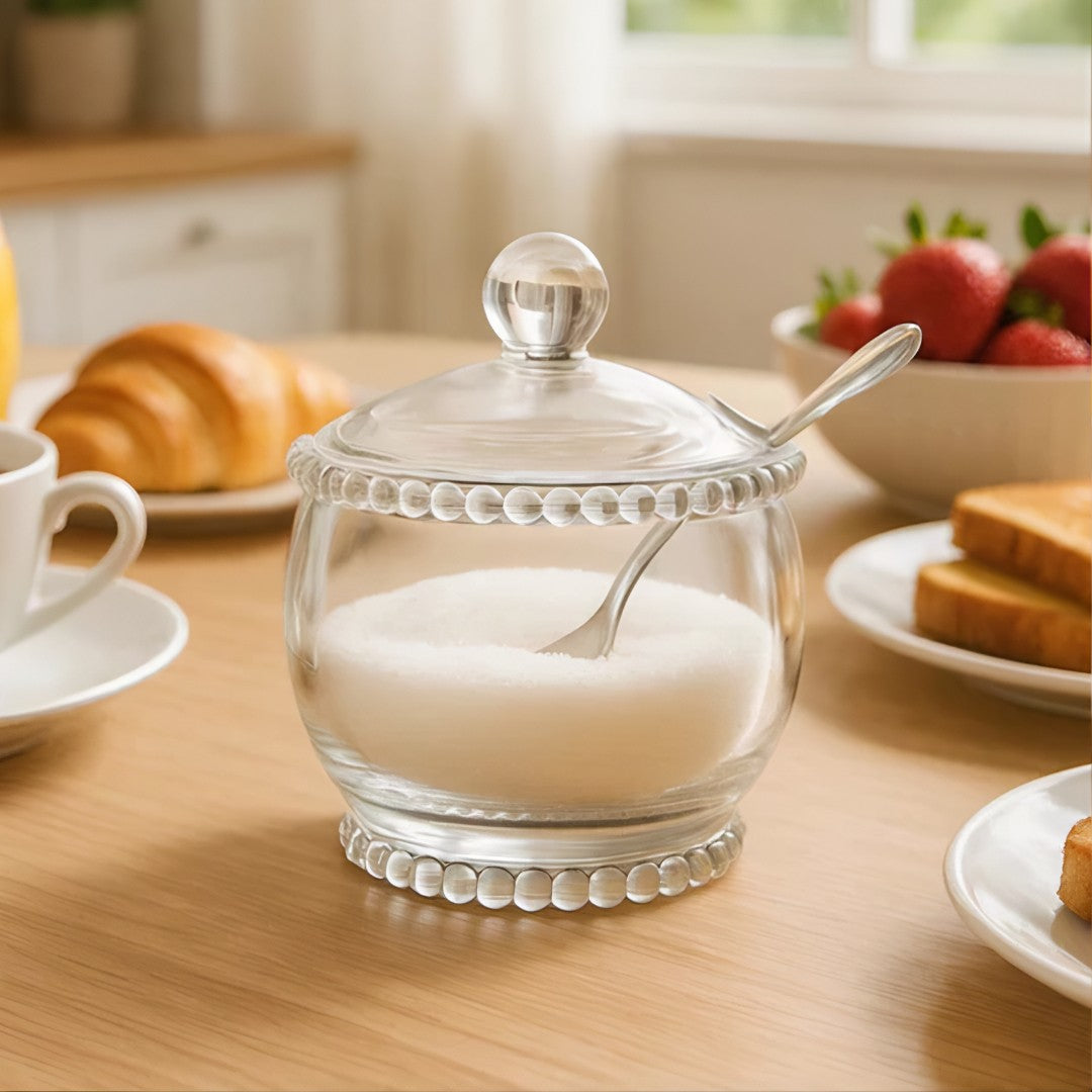 Açucareiro Pearl Crystal™ – Cristal 10cm com Colher Acrílica