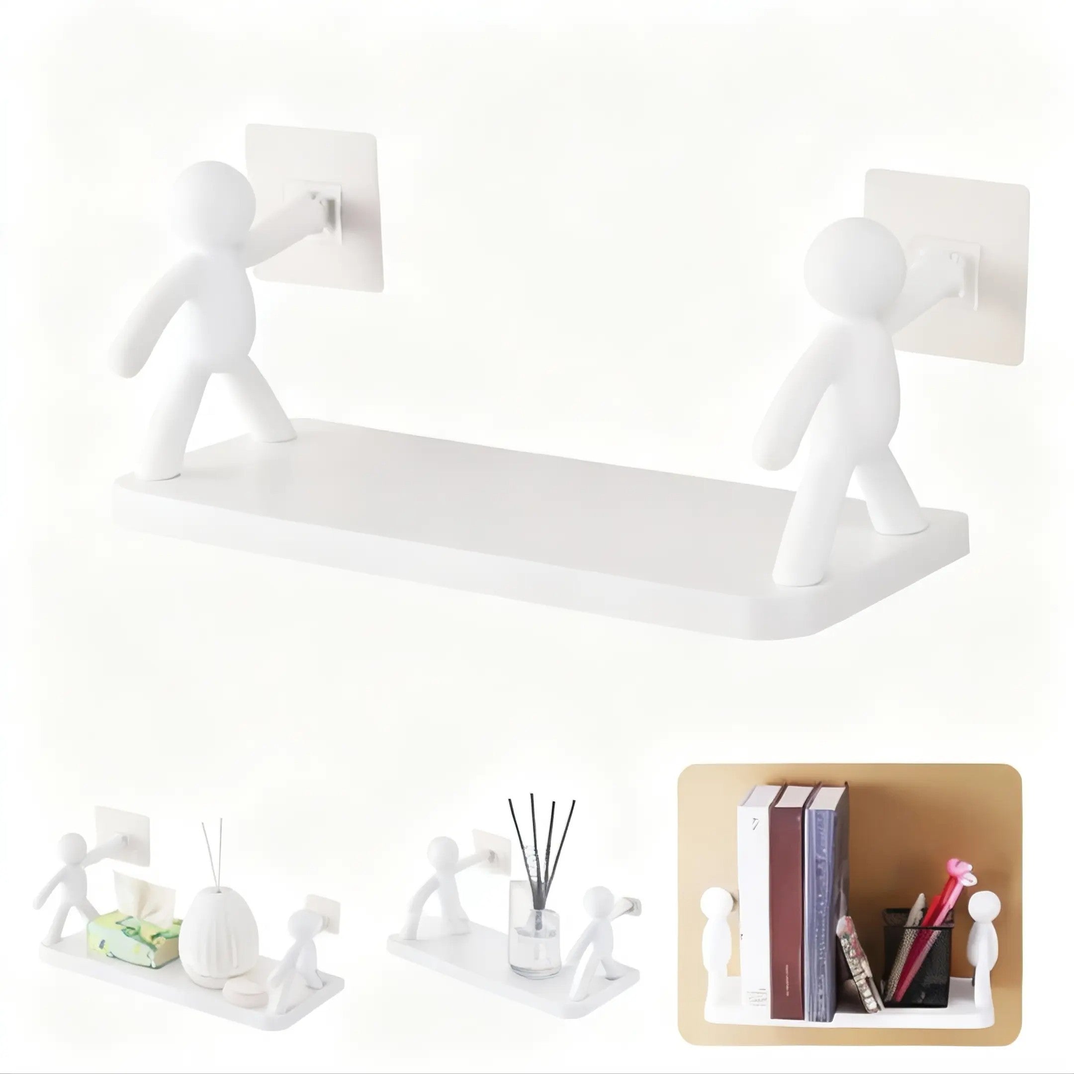 StickShelf Duo™ – Kit com 2 Suportes Organizadores com Adesivo (Sem Furo)