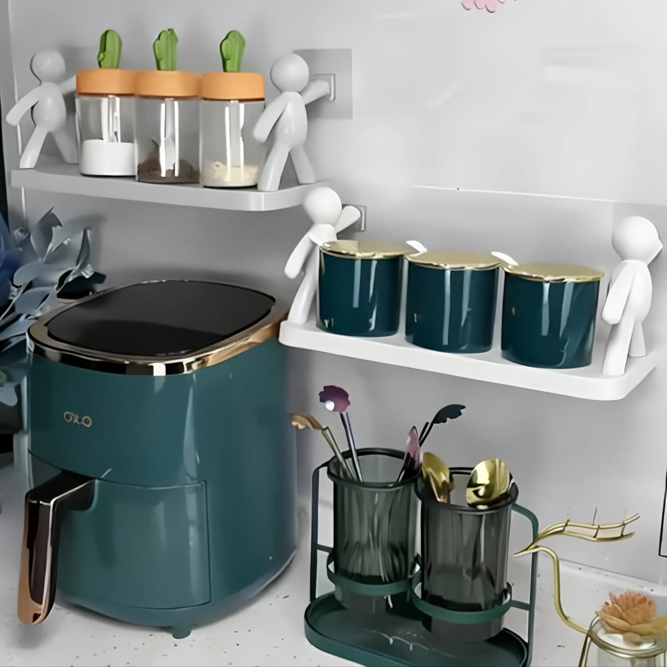 StickShelf Duo™ – Kit com 2 Suportes Organizadores com Adesivo (Sem Furo)
