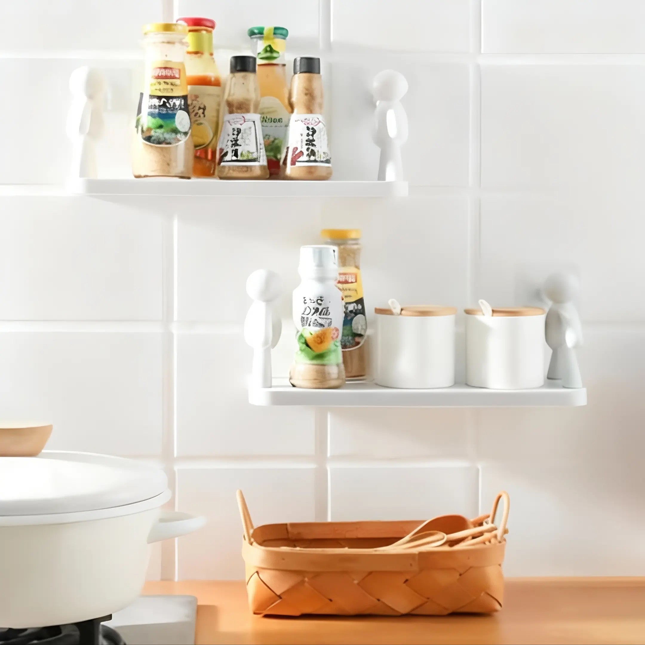 StickShelf Duo™ – Kit com 2 Suportes Organizadores com Adesivo (Sem Furo)