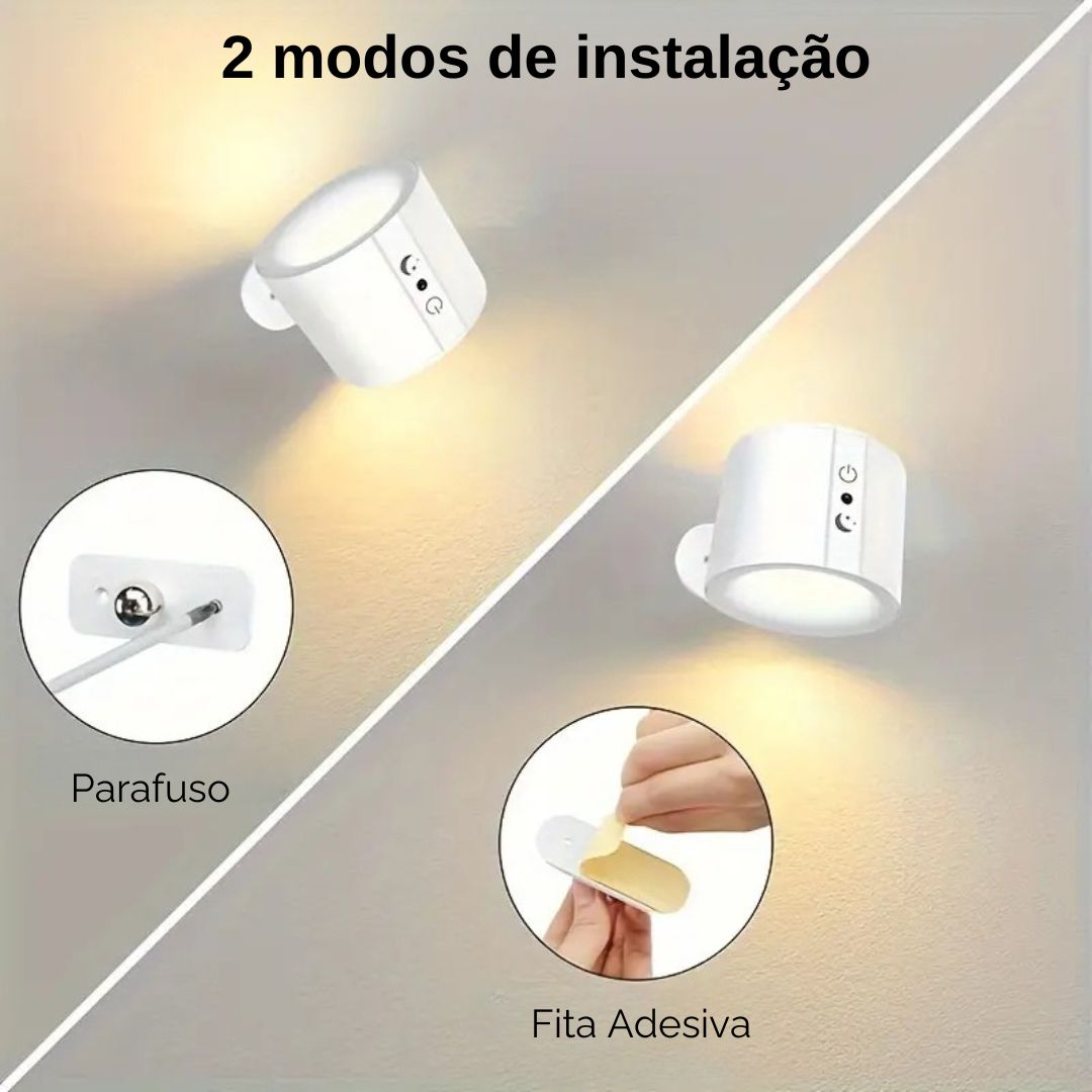 Arandela de Parede Cabeça Dupla com Controle Remoto Clarear Decor