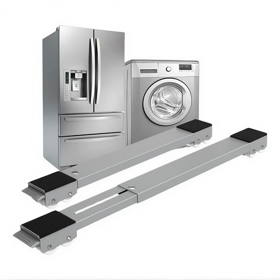 🛠️ MoveMax™ – Suporte Ajustável com Rodinhas para Eletrodomésticos e Móveis