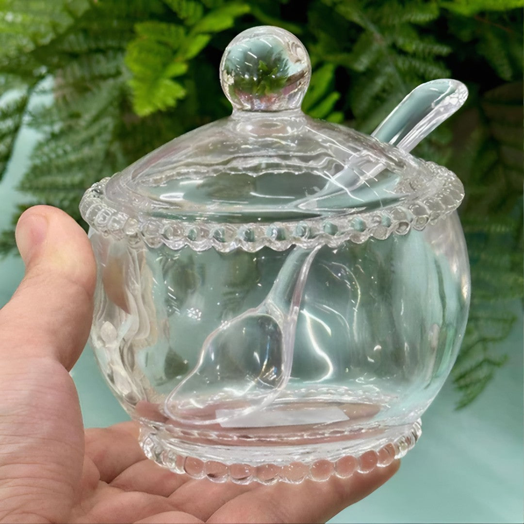 Açucareiro Pearl Crystal™ – Cristal 10cm com Colher Acrílica