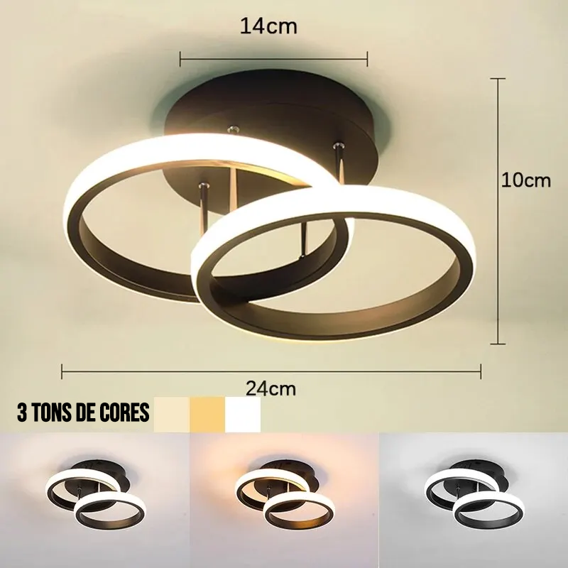Luminária de Teto LED Contemporânea com 3 Tons de Luz Clarear Decor