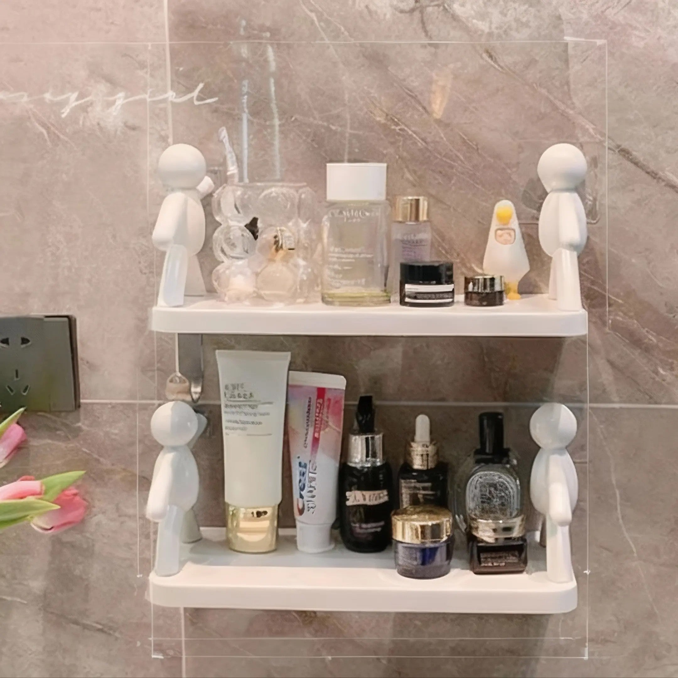 StickShelf Duo™ – Kit com 2 Suportes Organizadores com Adesivo (Sem Furo)