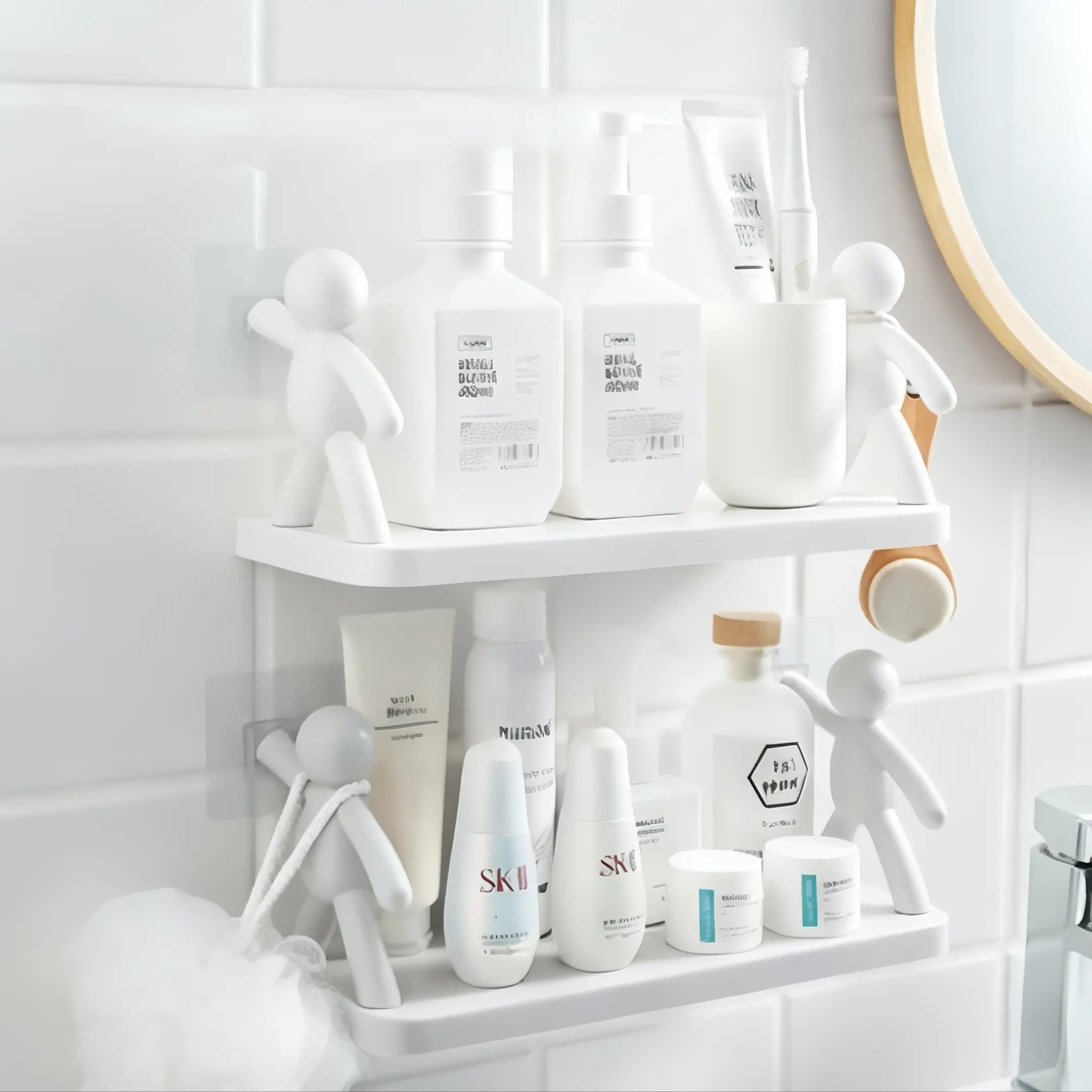 StickShelf Duo™ – Kit com 2 Suportes Organizadores com Adesivo (Sem Furo)