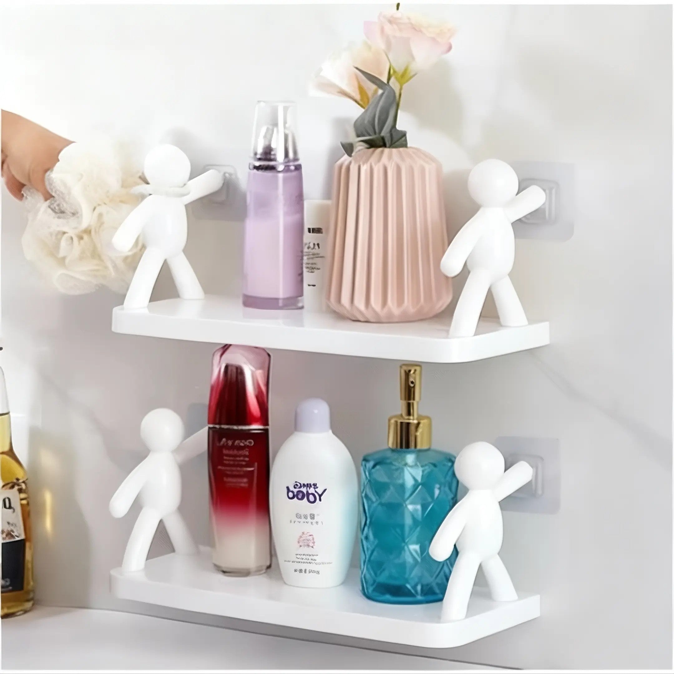 StickShelf Duo™ – Kit com 2 Suportes Organizadores com Adesivo (Sem Furo)